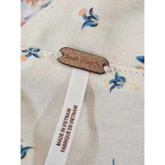 Free People Floral Ponderosa Cutout Godet Mini Dress Lace Up Back Large Boho EUC - Picture 6 of 9